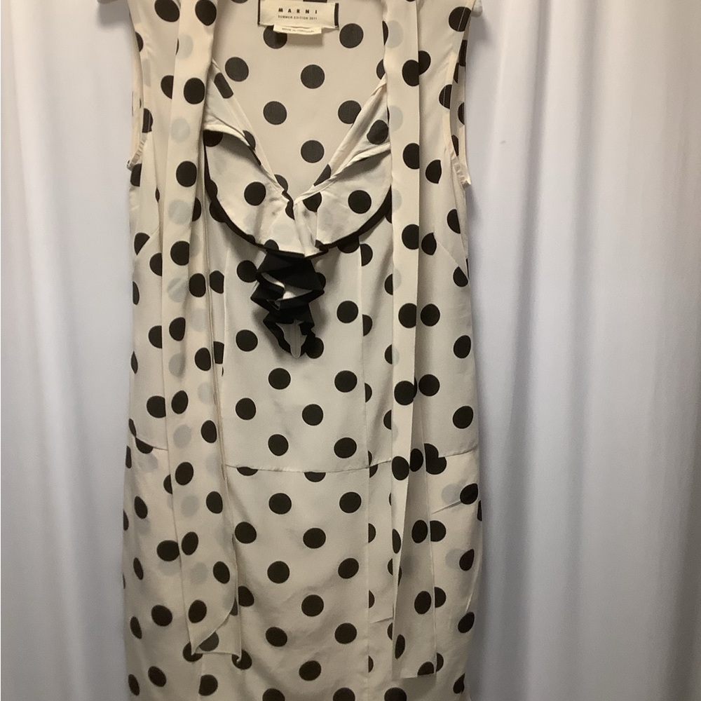 Marni Black and Cream Polka Dot Mini Dress